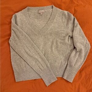 J. Crew Women's V-Neck Sweater in Light Gray